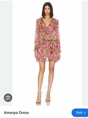 Misa Los Angeles Pink Multi Amanya Ruffled Mini Dress